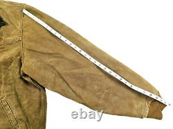 HOT VTG Men CARHARTT @ J14 BOMBER WORKWEAR FLEECE LINED BROWN CANVAS Jacket XXL
