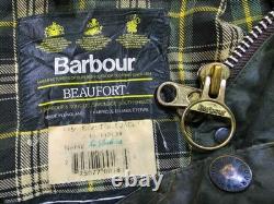 HOT VTG Men's BARBOUR A150 BEAUFORT PARKA LINED OLIVE WAXED COAT Jacket C44 L-XL