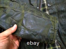 HOT VTG Men's BARBOUR A150 BEAUFORT PARKA LINED OLIVE WAXED COAT Jacket C44 L-XL