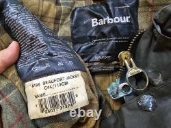 HOT VTG Men's BARBOUR A196 BEAUFORT PARKA LINED GRAY WAXED COAT Jacket C44 or L