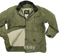 HOT VTG Men's BARBOUR @ A780 MOLESKIN SPORTS PARKA LEATHER Collar OLIVE Jacket L