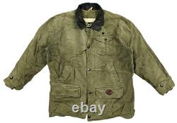HOT VTG Men's BARBOUR @ A780 MOLESKIN SPORTS PARKA LEATHER Collar OLIVE Jacket L