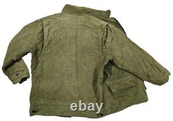 HOT VTG Men's BARBOUR @ A780 MOLESKIN SPORTS PARKA LEATHER Collar OLIVE Jacket L