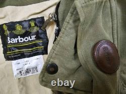 HOT VTG Men's BARBOUR @ A780 MOLESKIN SPORTS PARKA LEATHER Collar OLIVE Jacket L
