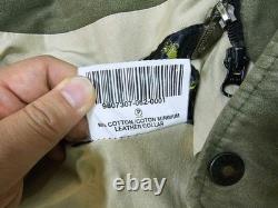 HOT VTG Men's BARBOUR @ A780 MOLESKIN SPORTS PARKA LEATHER Collar OLIVE Jacket L