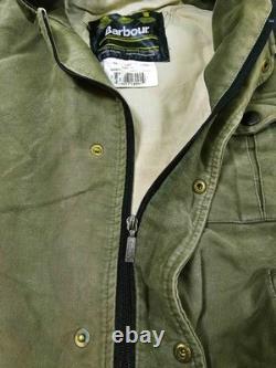 HOT VTG Men's BARBOUR @ A780 MOLESKIN SPORTS PARKA LEATHER Collar OLIVE Jacket L