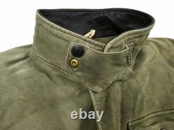 HOT VTG Men's BARBOUR @ A780 MOLESKIN SPORTS PARKA LEATHER Collar OLIVE Jacket L