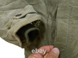 HOT VTG Men's BARBOUR @ A780 MOLESKIN SPORTS PARKA LEATHER Collar OLIVE Jacket L