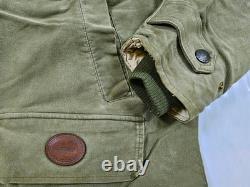 HOT VTG Men's BARBOUR @ A780 MOLESKIN SPORTS PARKA LEATHER Collar OLIVE Jacket L