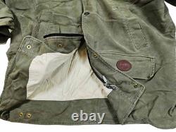 HOT VTG Men's BARBOUR @ A780 MOLESKIN SPORTS PARKA LEATHER Collar OLIVE Jacket L