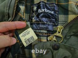 HOT VTG Men's BARBOUR @ BORDER PARKA WAXED LINED SAGE GREEN COAT Jacket C44 XL