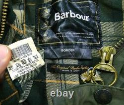 HOT VTG Men's BARBOUR @ BORDER PARKA WAXED LINED SAGE GREEN COAT Jacket C44 XL
