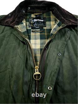 HOT VTG Men's BARBOUR @ BORDER PARKA WAXED LINED SAGE GREEN COAT Jacket C44 XL