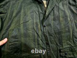 HOT VTG Men's BARBOUR @ BORDER PARKA WAXED LINED SAGE GREEN COAT Jacket C44 XL