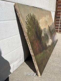 Hamilton Hamilton Original Oil Painting Cows Crossing River Landscape Antique