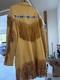 Hand Sewn Native American Leather Jacket with Beaded Trim Long L/XL