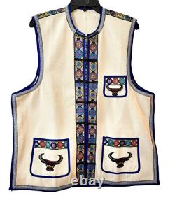 Handmade Embroidered Vest Bison Bull Western Ranch Men Women Country Indian 2xl