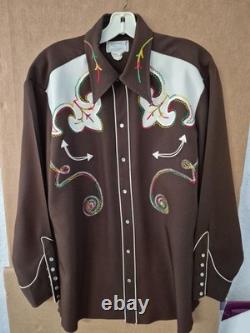 HbarC vintage western Brown embroidered shirt 24 Chest Which Should Be XL shirt