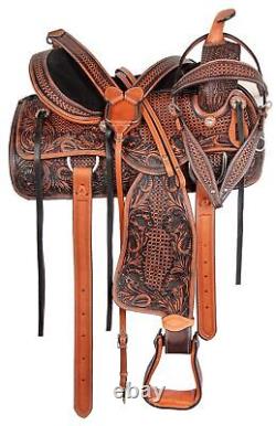 Horse Saddle Western Trail Classic Cowboy Leather Tack Set 14 15 16 17 18