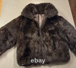 Htf Rarelrgreversible Vintage Brown Ranch Real Genuine Fur Coat Amazing Find