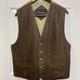 Huntington VTG Brown Leather Vest Button Front Western Mens Sz Large Biker