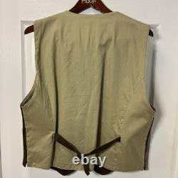 Huntington VTG Brown Leather Vest Button Front Western Mens Sz Large Biker