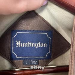Huntington VTG Brown Leather Vest Button Front Western Mens Sz Large Biker