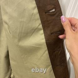 Huntington VTG Brown Leather Vest Button Front Western Mens Sz Large Biker