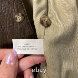 Huntington VTG Brown Leather Vest Button Front Western Mens Sz Large Biker