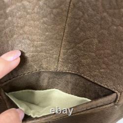 Huntington VTG Brown Leather Vest Button Front Western Mens Sz Large Biker