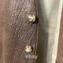 Huntington VTG Brown Leather Vest Button Front Western Mens Sz Large Biker