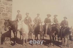 ID'd Mounted Cowboy Cabinet Card Photo Large 5x8 Pikes Peak Colorado Gang Horses