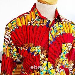 INDIAN CHIEF HEADDRESS 90s 90's Vintage Western Cowboy Novelty Roper Shirt L 46