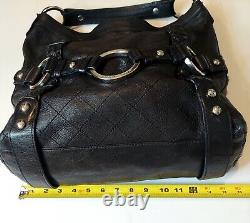 Isabella Fiore Carina Large Black Leather Hobo Braided Accents. Very Nice Cond