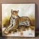 J. Walker Painting 37x37 Inch Canvas Mid Century Jaguar Leopard Big Cat Feline