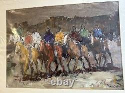 JAMES COLT Western? 16 X 22 Double Sided Signed? Painting Indians Horses