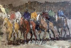 JAMES COLT Western? 16 X 22 Double Sided Signed? Painting Indians Horses