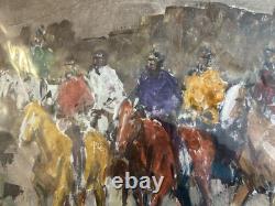 JAMES COLT Western? 16 X 22 Double Sided Signed? Painting Indians Horses