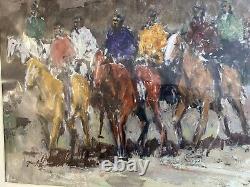 JAMES COLT Western? 16 X 22 Double Sided Signed? Painting Indians Horses