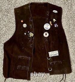 JAYCEES Leather Vest Biker Suede Western Hacienda Heights California SZ L 60-70s