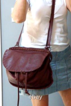JENNIFER HALEY Free People Burgundy Leather Large Crossbody Handbag Boho Hippie