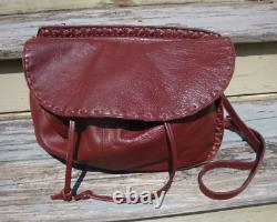 JENNIFER HALEY Free People Burgundy Leather Large Crossbody Handbag Boho Hippie