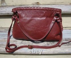 JENNIFER HALEY Free People Burgundy Leather Large Crossbody Handbag Boho Hippie