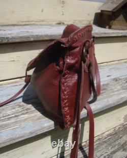 JENNIFER HALEY Free People Burgundy Leather Large Crossbody Handbag Boho Hippie
