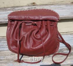 JENNIFER HALEY Free People Burgundy Leather Large Crossbody Handbag Boho Hippie