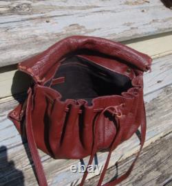 JENNIFER HALEY Free People Burgundy Leather Large Crossbody Handbag Boho Hippie