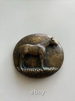 James Avery Vintage Retired Bronze Quarter Horse Belt Buckle /wood Box