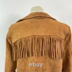 Janice Brem fashion camel color vintage western leather fringe jacket