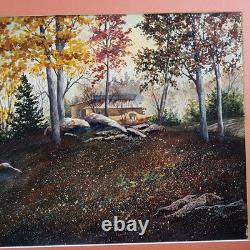 Jon Birdsong Original Watercolor Painting Autumn Landscape Adobe House Leaves