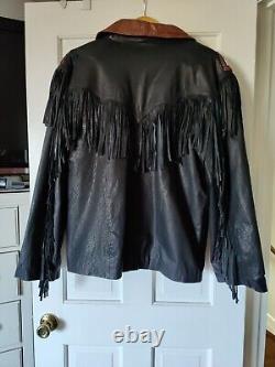 Kobler Mens L Leather Fringe Beaded Jacket With Bone Buttons & Accessories